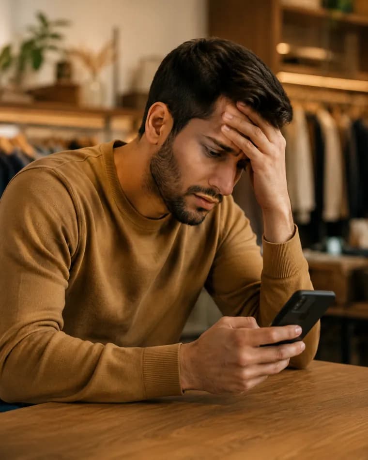 تاجر متضايق من زحمة الرسائل